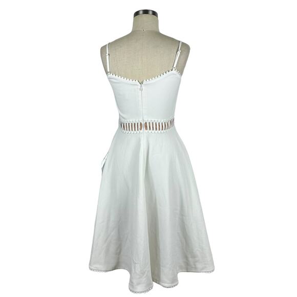 DRESS THE POPULATION Harlow Sleeveless Fit & Flare Midi Dress Size Small White - Picture 3 of 7